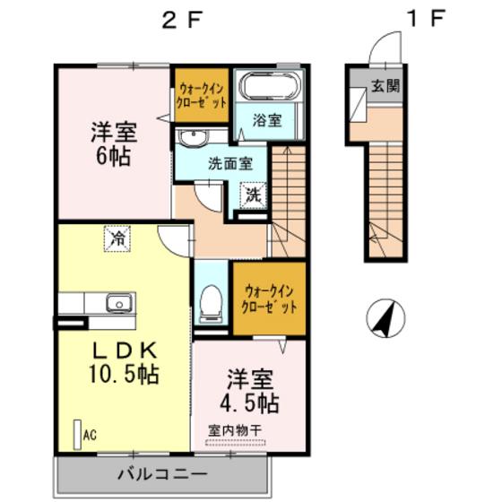 アンジュール(2LDK/2階)の間取り写真