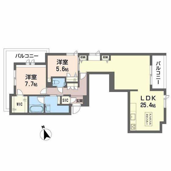 プレミアス赤坂けやき通(2LDK/2階)の間取り写真