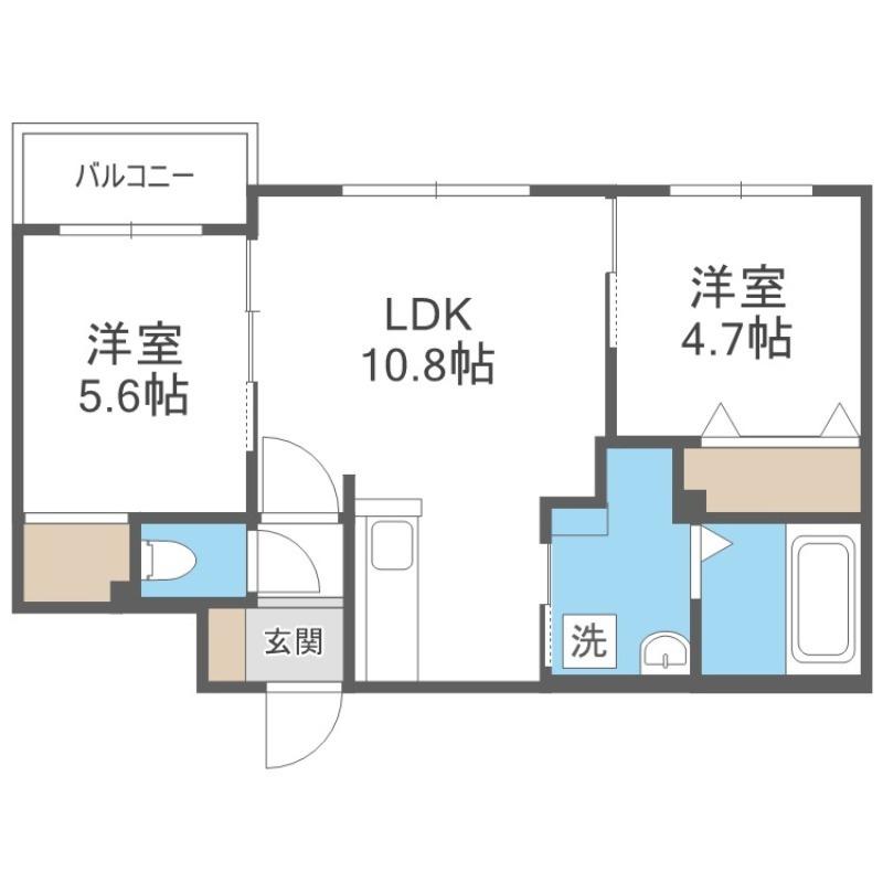 パーク農試館(2LDK/1階)の間取り写真
