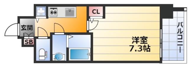 S-RESIDENCE新大阪RIDENTE(1K/8階)の間取り写真