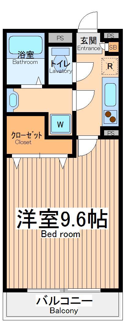 アムール花水木(1K/2階)の間取り写真