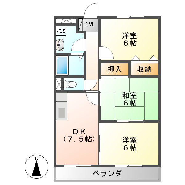シャルムメゾン(3DK/1階)の間取り写真
