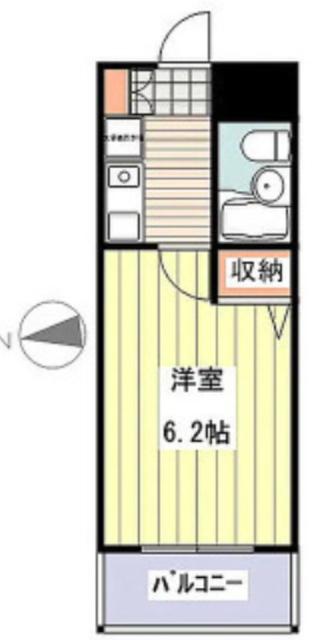 プラティーク上北沢(1K/2階)の間取り写真