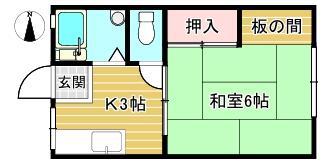 大川ハイツ(1K/1階)の間取り写真