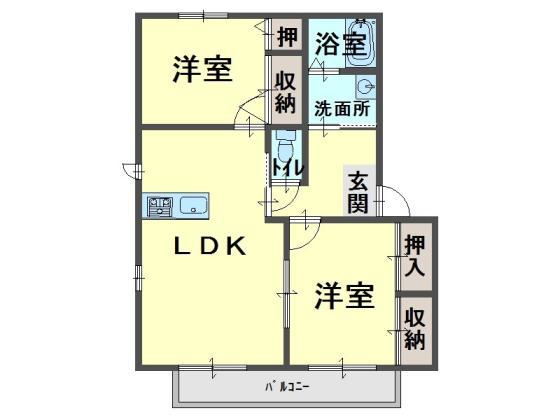 コートボナール(2LDK/2階)の間取り写真