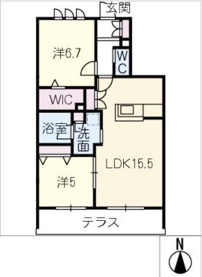 BAMBOU DEUX(2LDK/1階)の間取り写真