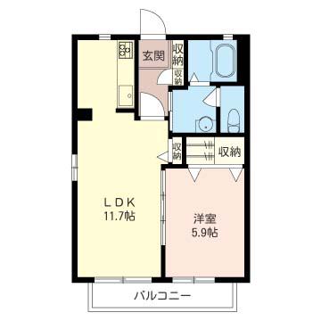 グレイスコート(1LDK/1階)の間取り写真