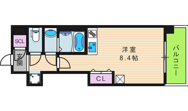 FRONT FIELD 天王寺(ワンルーム/6階)の間取り写真