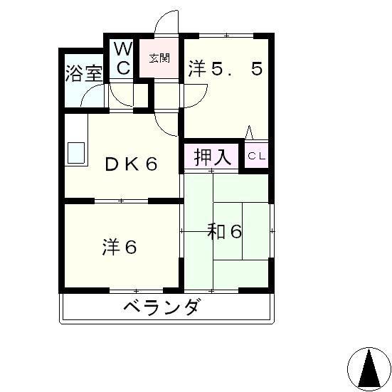 メゾン桑野(3DK/3階)の間取り写真
