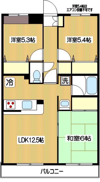 ラフィネ狛江(3LDK/2階)の間取り写真