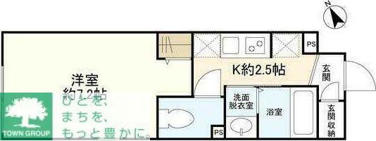 ウェルスクエアイズム世田谷用賀(1K/1階)の間取り写真