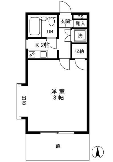パラシオン椎名町(1K/1階)の間取り写真