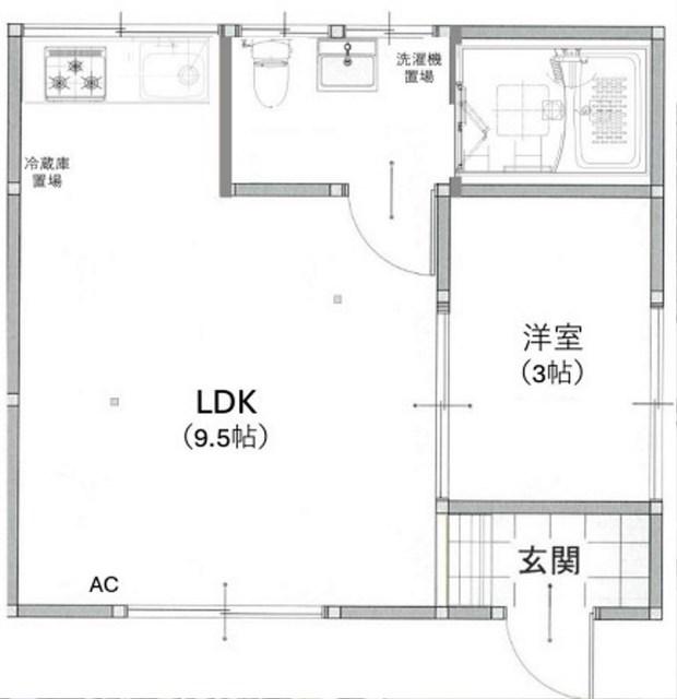 KM-BASE(1LDK/1階)の間取り写真