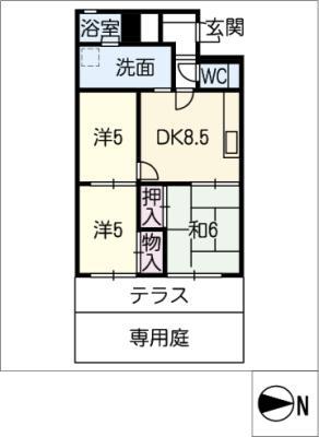ライオンズマンション覚王山第2218号(3DK/2階)の間取り写真