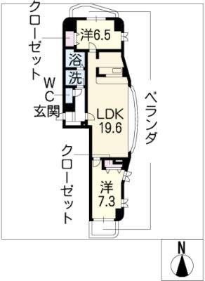 イオラニガーデンIII(2LDK/2階)の間取り写真