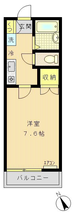 ヒサエハイツ(1K/2階)の間取り写真