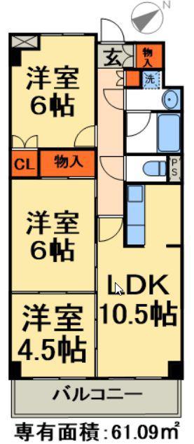 プライムガーデン(3LDK/4階)の間取り写真