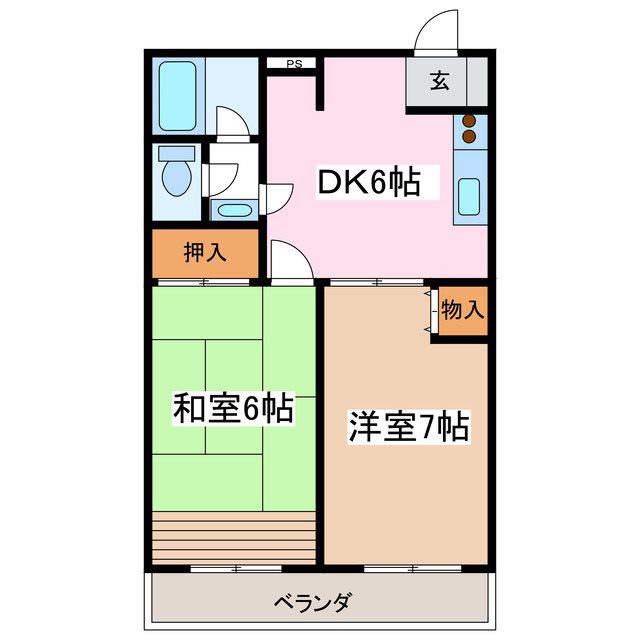リヴィエール川舩(2DK/3階)の間取り写真