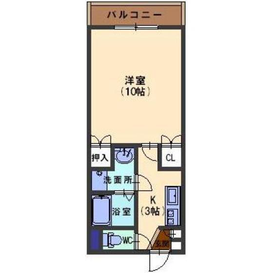 ソレイユレバンテ直江(1K/3階)の間取り写真