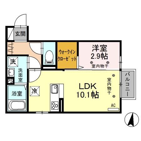 アドバンス(1LDK/2階)の間取り写真