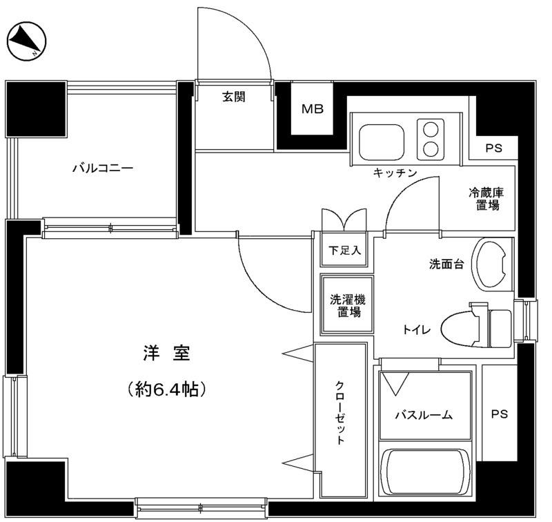 グランフォース亀戸(1K/6階)の間取り写真