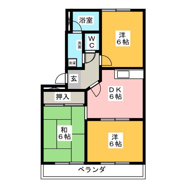 プリベールT(3DK/2階)の間取り写真