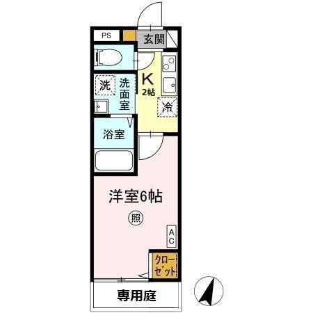 レジデンス平山(1K/1階)の間取り写真