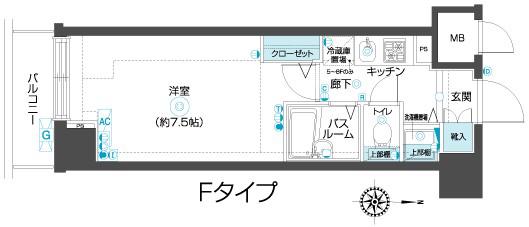 フェニックス武蔵関参番館(1K/5階)の間取り写真