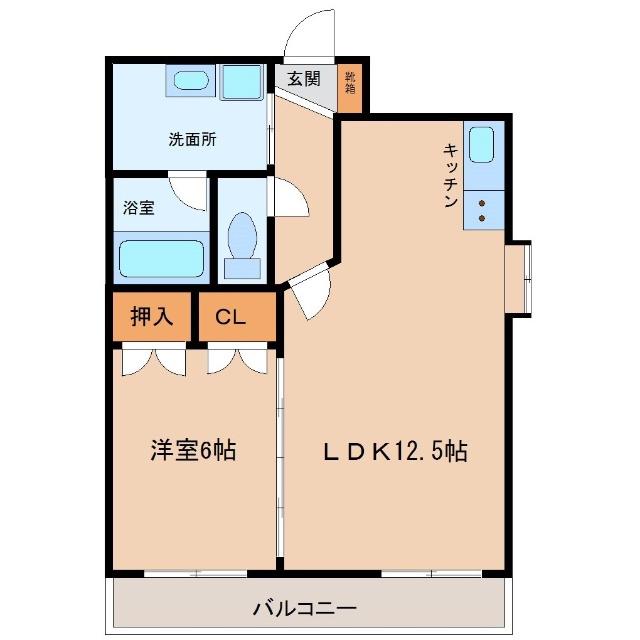 エンブレーマ西池(1LDK/6階)の間取り写真