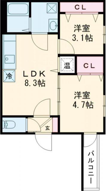 I MAISON RHODON(2LDK/1階)の間取り写真