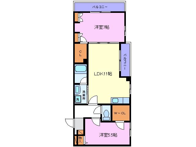 リバーパーク桜堤(2LDK/1階)の間取り写真