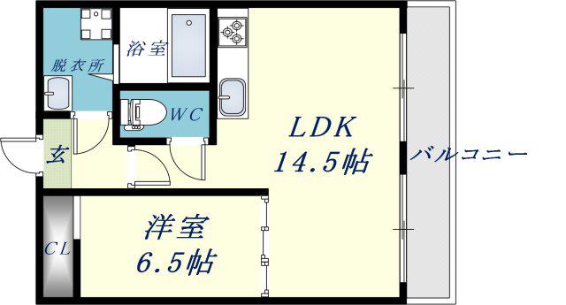 比枝コーポラス上町Ⅱ(1LDK/7階)の間取り写真