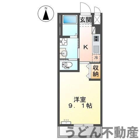 高松琴平電鉄長尾線 元山駅(高松) 徒歩24分 2階建 築9年(1K/1階)の間取り写真