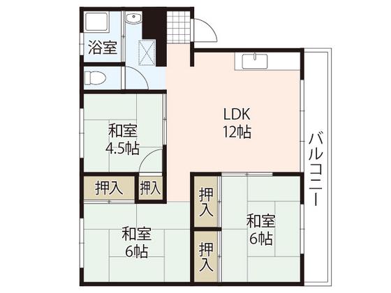 岩倉ビル(3LDK/2階)の間取り写真