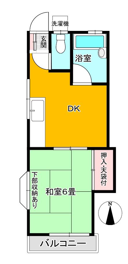 タマシンハイツ(1DK/2階)の間取り写真