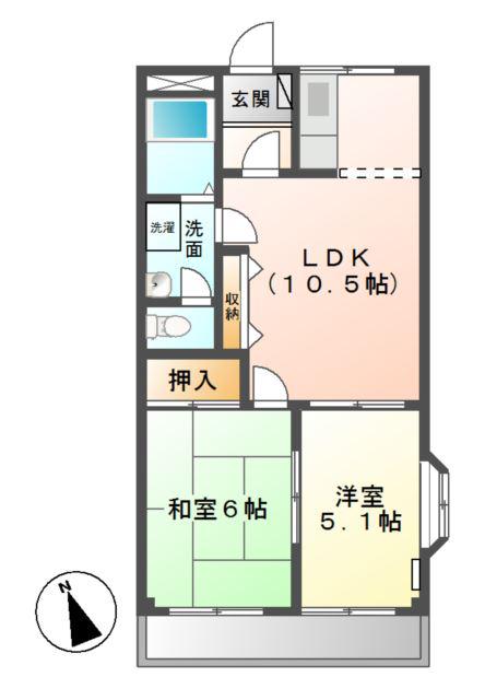 クレストール(2LDK/2階)の間取り写真