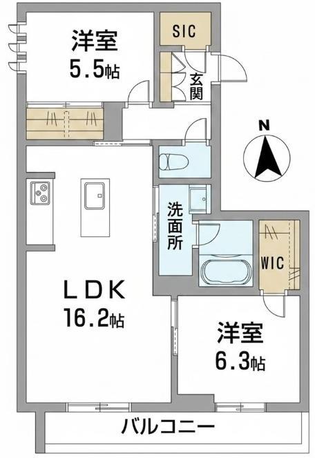 グランフィール(2LDK/2階)の間取り写真