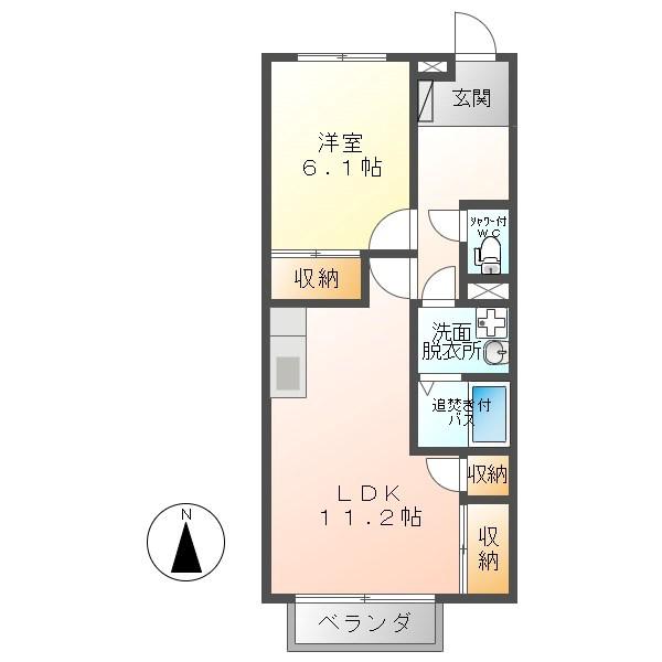 ホープヒル新田(1LDK/1階)の間取り写真
