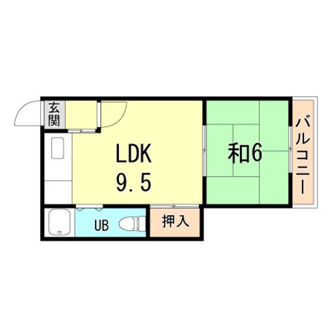レジデンス城の下(1LDK/3階)の間取り写真