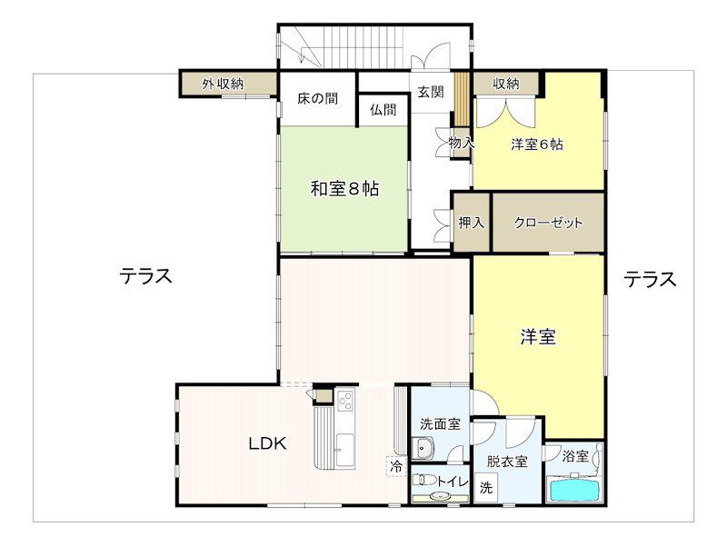 西陵ヒルズ壱番館(3LDK/2階)の間取り写真