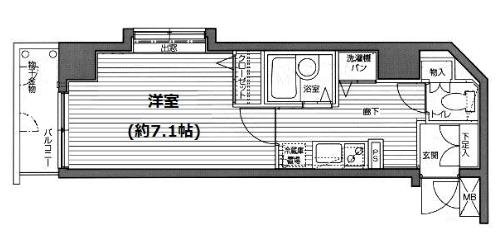 ガラステージ市ヶ谷弐番館(1K/4階)の間取り写真