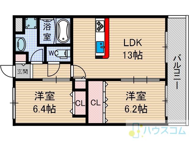 ルモンドセントレ(2LDK/2階)の間取り写真