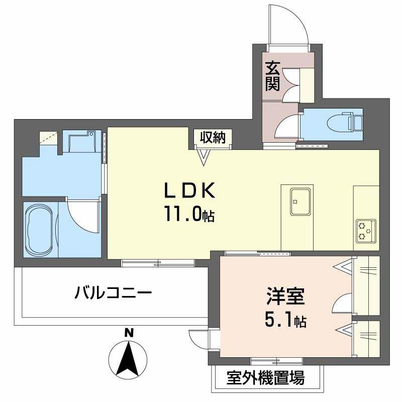 ティーエヌ伍番館(1LDK/2階)の間取り写真
