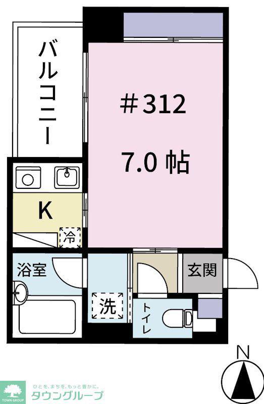 ジュネス南林間 II(1K/3階)の間取り写真