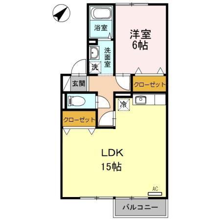 コンフォート(1LDK/2階)の間取り写真