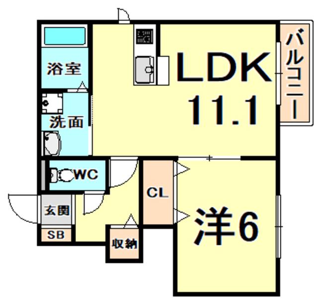 シャルマン ヴィラ(1LDK/1階)の間取り写真