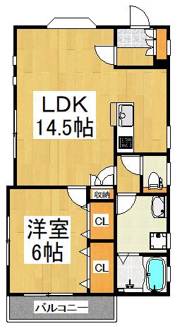 サンコーポ宮戸(1LDK/1階)の間取り写真