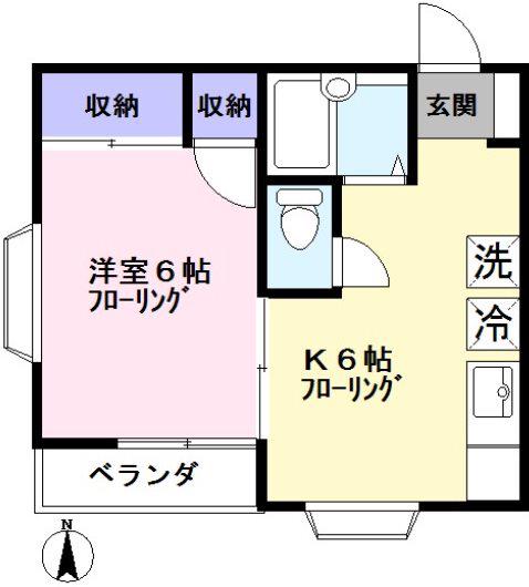 スカイブリッジ(1DK/2階)の間取り写真