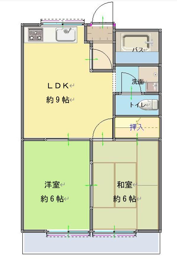 ファインシティI(2LDK/1階)の間取り写真