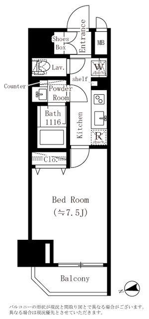 RESIDENCE 大鳥居(ワンルーム/2階)の間取り写真